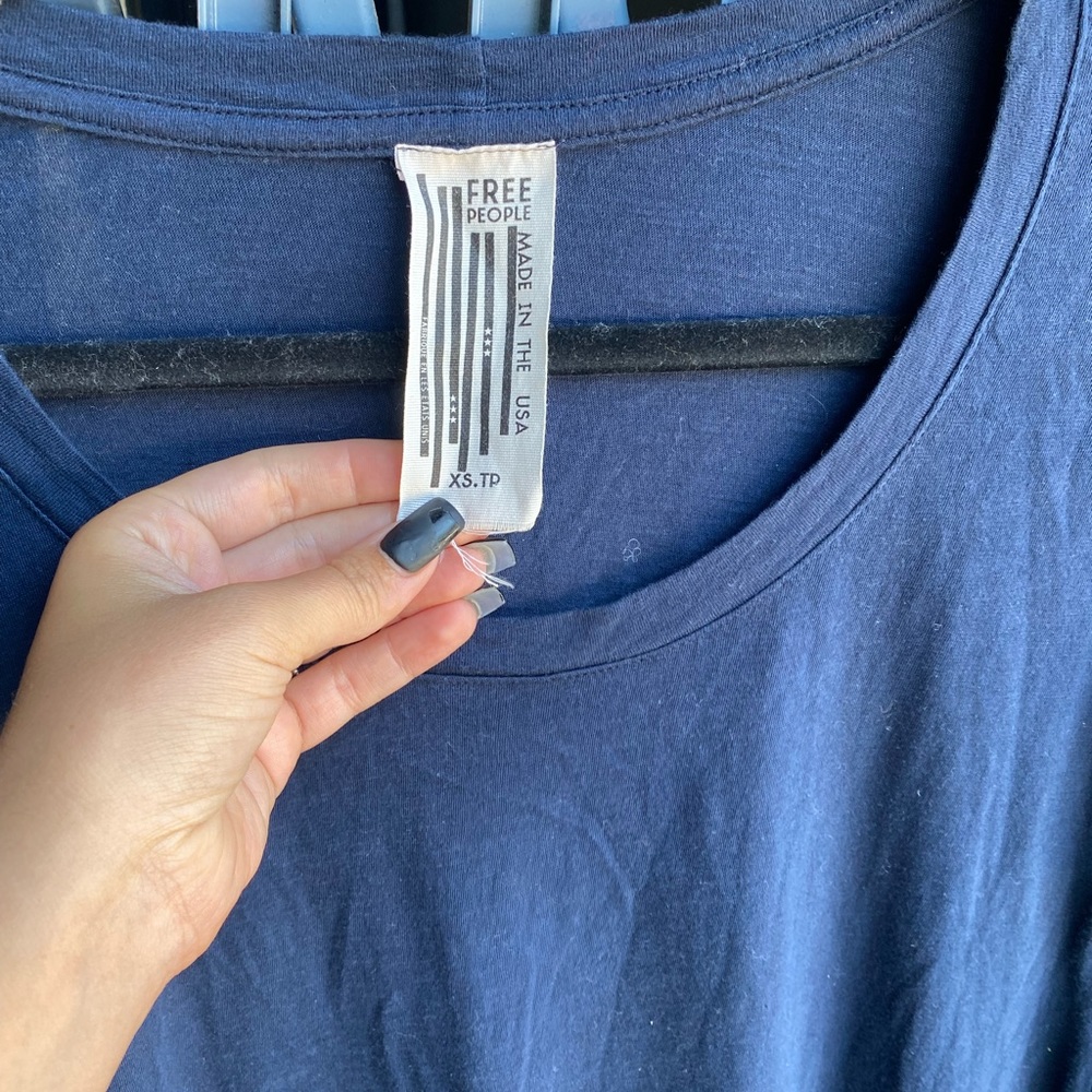 Free People oversized navy top with 3/4 sleeve